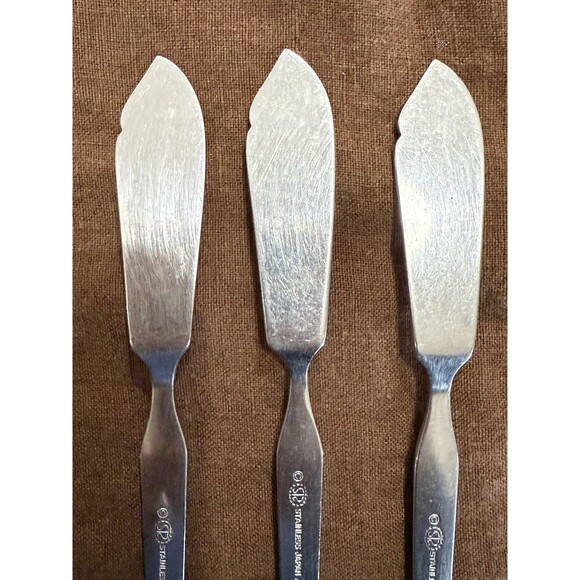 Vtg SRI Ravenna STANLEY ROBERTS Japan Stainless Flatware Butter Knives (3) MCM - Picture 4 of 6